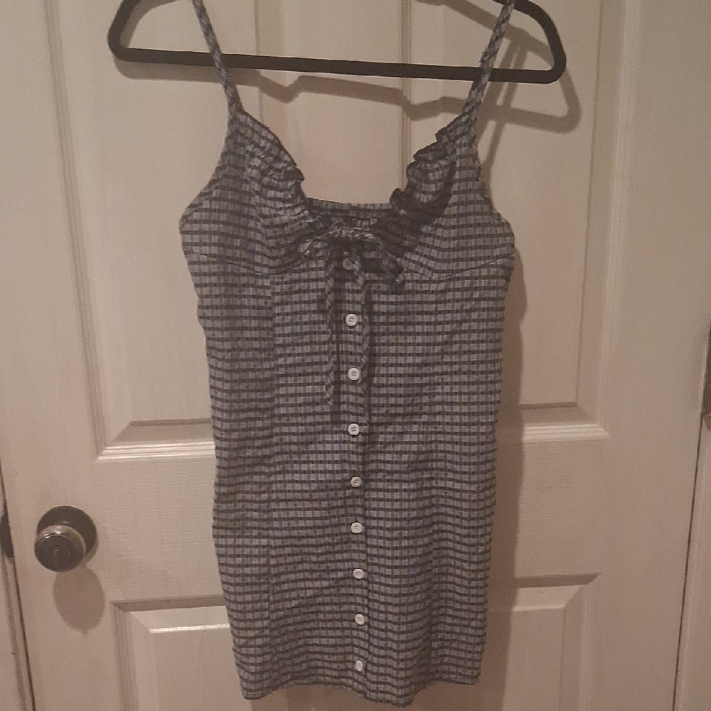 Women's Checkered Ruffle MINI DRESS - Picture 2 of 6